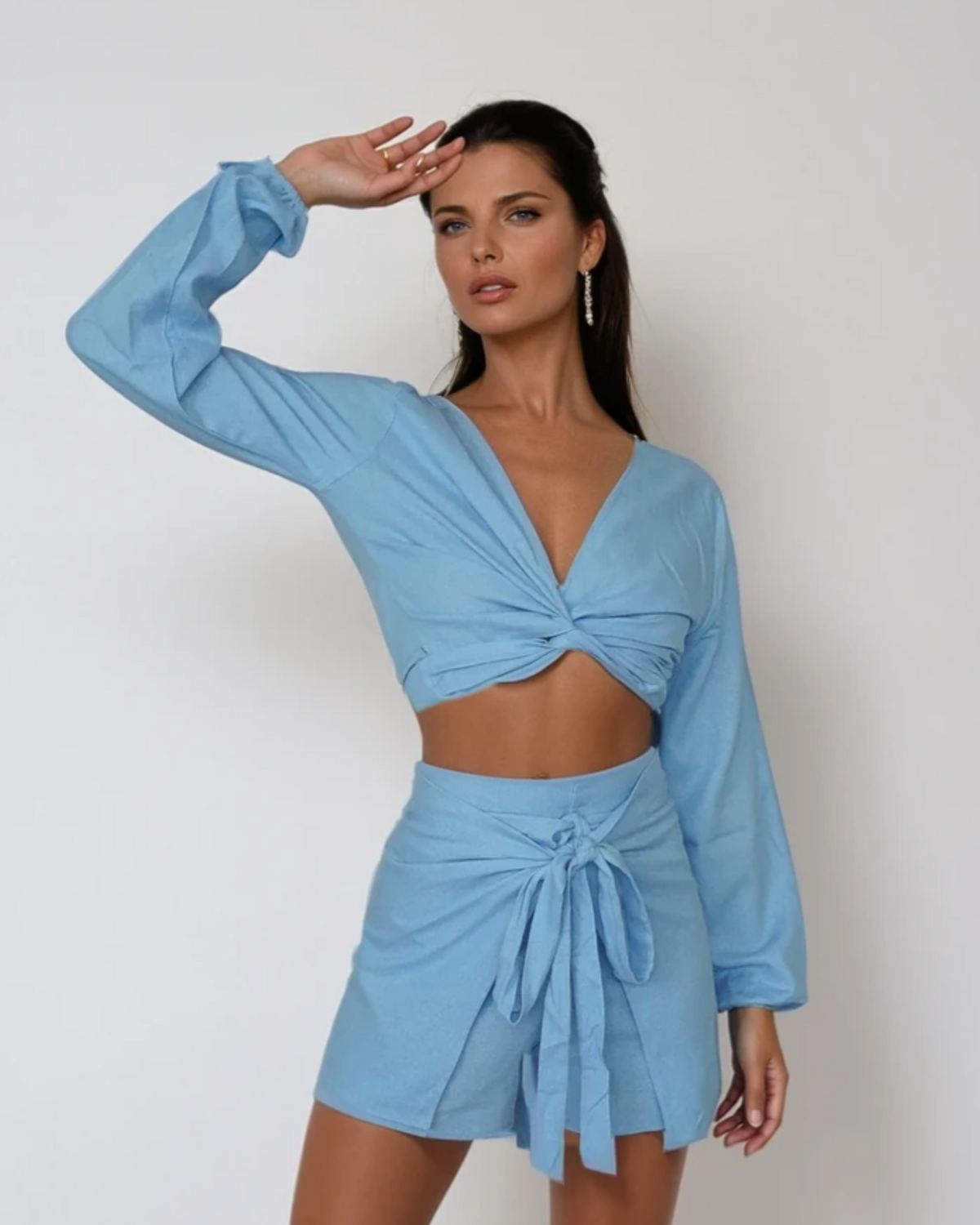Belle Blouse - Blue Linen